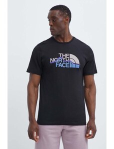 The North Face tricou din bumbac barbati, culoarea negru, cu imprimeu, NF0A87NTJK31