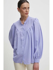Answear Lab camasa femei, culoarea violet, cu guler stand-up, relaxed
