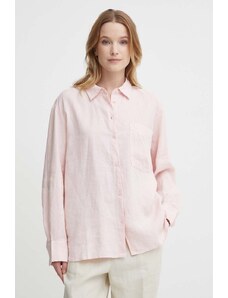 Tommy Hilfiger cămașă de in culoarea roz, cu guler clasic, relaxed, WW0WW41389