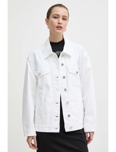 Miss Sixty geaca jeans x Keith Haring femei, culoarea alb, de tranzitie, oversize, 6L1WJ2450000