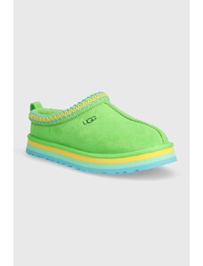 UGG papuci din piele intoarsa pentru copii TAZZ culoarea verde