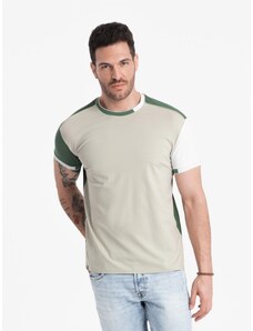 Ombre Clothing Men's t-shirt with elastane with colored sleeves - green V5 OM-TSCT-0176