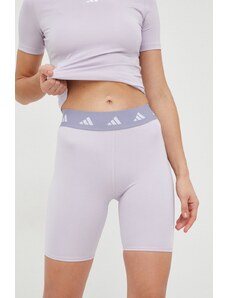 Adidas Performance pantaloni scurți de antrenament femei, culoarea violet, neted, high waist