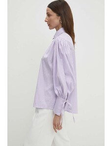 Answear Lab camasa din bumbac femei, culoarea violet, cu guler clasic, relaxed