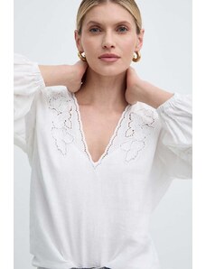 Twinset bluza din in culoarea alb, neted