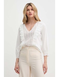 Morgan bluza din bumbac TAROSA femei, culoarea alb, neted, TAROSA