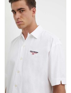 Polo Ralph Lauren cămașă din bumbac bărbați, culoarea alb, cu guler clasic, relaxed, 710945727