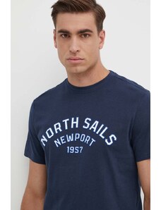 North Sails tricou din bumbac barbati, culoarea albastru marin, cu imprimeu, 692988