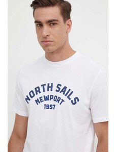 North Sails tricou din bumbac barbati, culoarea alb, cu imprimeu, 692988