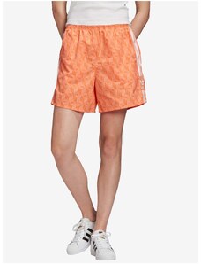 Pantaloni scurti cu imprimeu si logo, portocaliu, dama, Adidas