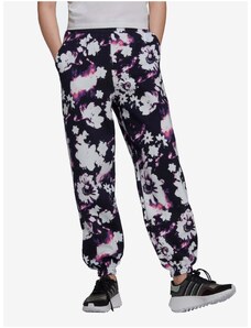 Adidas Pantaloni cu imprimeu floral si buzunare, negru, dama