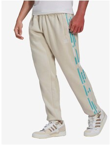 Pantaloni sport cu buzunare si imprimeu, logo, crem, barbati, Adidas