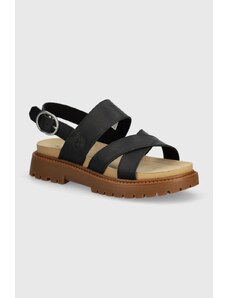 Timberland sandale de piele Clairemont Way femei, culoarea negru, TB0A61TRW021