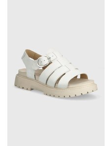 Timberland sandale de piele Clairemont Way femei, culoarea alb, cu platforma, TB0A62WREM21
