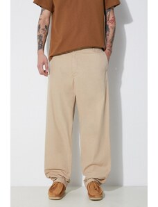 Carhartt WIP pantaloni de bumbac Calder Pant culoarea bej, cu fason chinos, I033128.G1GD