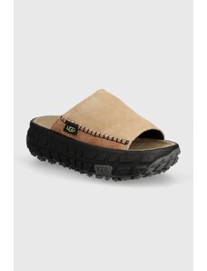 UGG papuci din piele Venture Daze Slide femei, culoarea bej, cu platforma, 1152680