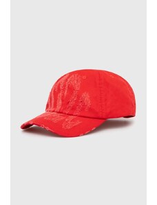 032C șapcă de baseball din bumbac Crisis culoarea rosu, cu imprimeu, SS24-A-0011