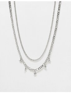 Faded Future 2 pack chain and star necklaces in silver