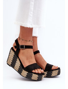 Kesi Women's wedge sandals with a braid, black Reviala
