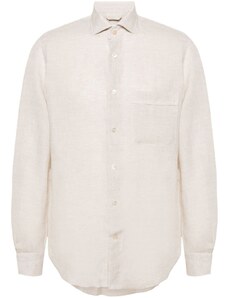 Eleventy classic-collar linen shirt - Neutrals