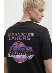 New Era tricou din bumbac barbati, culoarea negru, cu imprimeu, LOS ANGELES LAKERS