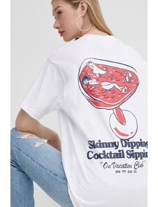 On Vacation tricou din bumbac Skinny Dippin' Cocktail Sippin' culoarea alb, cu imprimeu, OVC T151