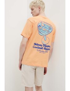 On Vacation tricou din bumbac Skinny Dippin' Cocktail Sippin' culoarea portocaliu, cu imprimeu, OVC T151