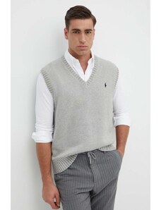Polo Ralph Lauren vestă din bumbac culoarea gri, călduros, 710A33366