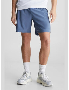 Calvin Klein Pantaloni scurti barbati cu logo cauciucat si bata elastica, Albastru deschis
