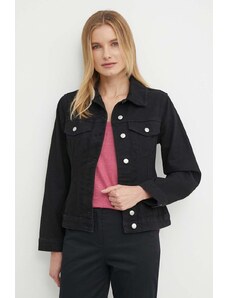 Sisley geaca jeans femei, culoarea negru, de tranzitie
