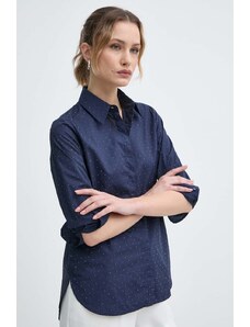 Marella cămașă din bumbac femei, culoarea bleumarin, cu guler clasic, regular, 2413111045200 2413110000000