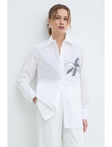 Marella cămașă femei, culoarea alb, cu guler clasic, relaxed, 2413111121200 2413110000000