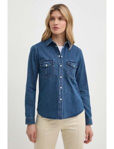 MAX&Co. cămașă jeans femei, culoarea bleumarin, cu guler clasic, regular, 2418111034200 2418110000000