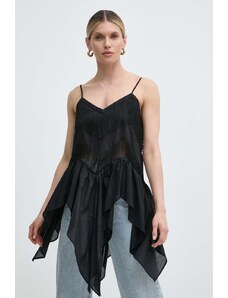 Pinko bluza din bumbac femei, culoarea negru, neted, 103734 A1XN