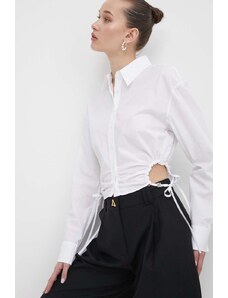HUGO cămașă din bumbac femei, culoarea alb, cu guler clasic, slim, 50512837