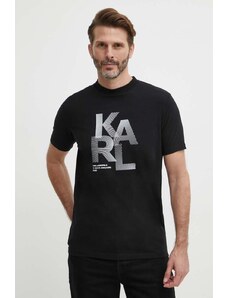 Karl Lagerfeld tricou bărbați, culoarea negru, cu imprimeu, 542221.755037