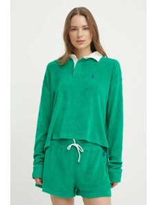 Polo Ralph Lauren longsleeve femei, culoarea verde, 211936223