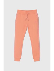 Guess pantaloni de trening pentru copii culoarea portocaliu, neted