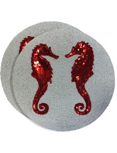 Les-Ottomans Seahorse beaded placemat (set of two) - Grey