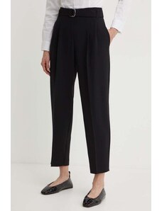 BOSS pantaloni femei, culoarea negru, drept, high waist