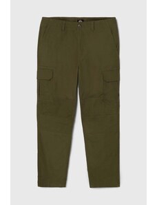 Dickies pantaloni de bumbac culoarea verde, cu fason cargo