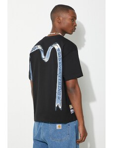 Evisu tricou din bumbac Ribbon Daicock Printed barbati, culoarea negru, cu imprimeu, 2ESHTM4TS1080