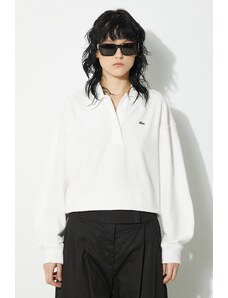 Lacoste bluza femei, culoarea alb, neted, SF9449