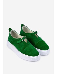 Dasha Pantofi verzi din piele intoarsa
