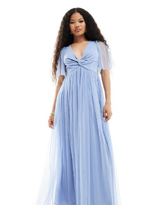 Anaya Petite twist tulle maxi dress in soft blue