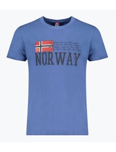 Norway Tricou barbati din bumbac cu decolteu la baza gatului, Albastru inchis
