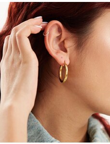 Lost Souls stainless steel 30mm tube hoop earrings in 18k gold plated