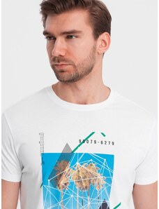 Ombre Clothing Men's printed cotton t-shirt California - white V1 OM-TSPT-0128