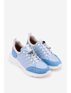 Dasha Pantofi sport bleu din piele cu siret elastic