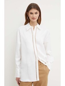 BOSS cămașă din amestec de in culoarea alb, cu guler clasic, relaxed 50514716